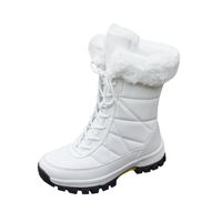 Bottes de neige d'hiver pour femmes, fourrées, mi-mollet, à lacets, imperméables, antidérapantes, à semelle épaisse, chaudes, pour l'extérieur