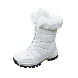 Women Winter Snow Boots Furry Cuff Mid Calf Lace Up Boots Waterproof Anti Slip Thick Sole <b>Warm</b> Outdoor Boots - Product Image 6