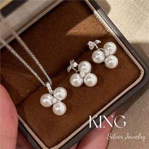 Parure de bijoux en argent sterling S925 avec perles en forme de grappe, style vintage, pour soirée, par la marque King Silver Jewelry - Product Image 1