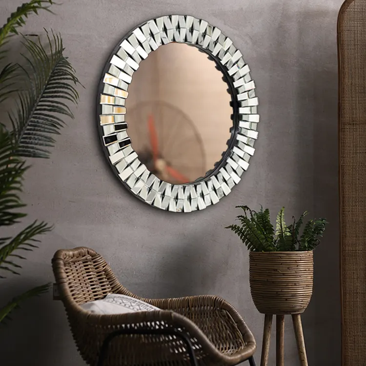 Frameloze Afgeschuinde Muur Decor Spiegel Zilver Gepolijst Spiegel Voor Wand Decoreren Decoratieve Spiegel