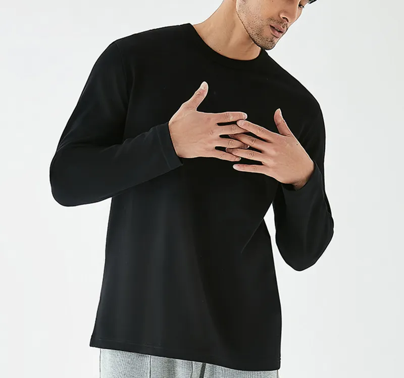 Men's Long Sleeve T-shirt Custom Logo Printing Cotton Plain 50 Ordinary Blank Men's Round Neck T Shirts