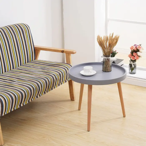 Mesa de café simples nórdico moderno plástico lazer mesa lateral com pernas de madeira para casa hotel lounge café bistro - Product Image 5