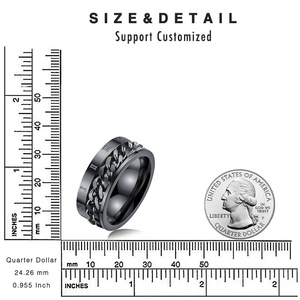 Chuỗi Vòng Cử Động Cá Tính Đàn Ông Nhẫn Nam Trang Sức Biker Rãnh Cạnh Thép Không Gỉ Spinner <span class=keywords><strong>Ring</strong></span> - Product Image 5