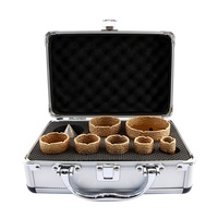 Jeu de forets diamantés 20 + 25 + 32 + 35 + 40 + 50 + 60 + 68mm avec chanfrein de 2 pouces pour meuleuse d'angle sur marbre granit