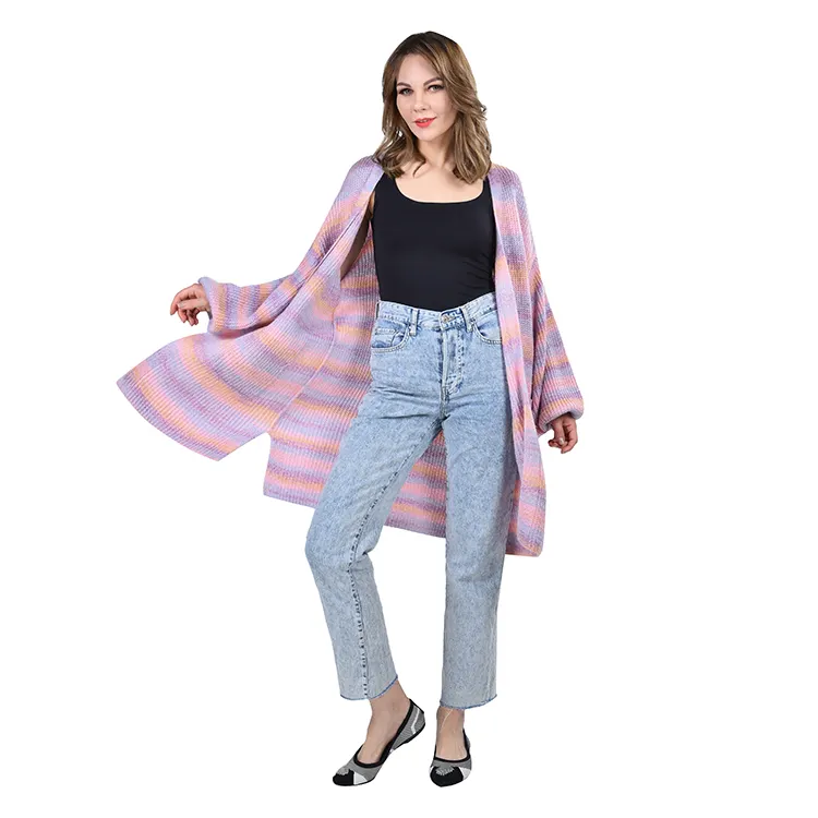 2021 Trend produkt Winter-und Frühlings mode Frauen Overs ize Sweater Jacke Bubble Sleeved Long Cardigan ohne Knöpfe