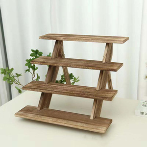 Présentoir en bois à 4 niveaux, style rustique, pour gâteaux, desserts et figurines, polyvalent, durable, couleur bois naturel - Product Image 3