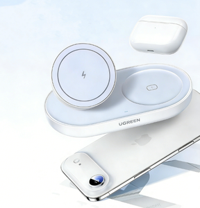 Chargeur sans fil magnétique UGREEN Qi 20W pour iPhone 17 Pro Max/16 + AirPods 4 Pro – Support de charge 2-en-1 pour bureau - Product Image 1