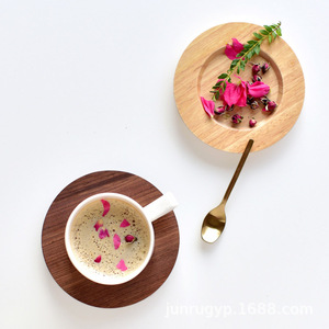 Walnut Wood Coasters Round <b>Teacup</b> Holders Natural Wood Color Coffee Trays For Tea And Coffee Serving - Product Image 3