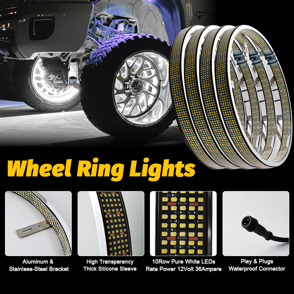 wheel lights 10 row high intensity pure white