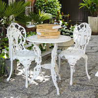 Meubles de jardin de haute qualité, utilisation hôtelière, couleur personnalisée, design européen, ensemble de tables d'appoint en métal, chaises en aluminium moulé, table à thé