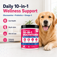 Complément Avancé de Bien-être Canin en Gros 10-en-1 en Poudre Probiotiques Enzymes Digestives Soutien à la Mobilité Articulaire Pot de 90 Cuillères