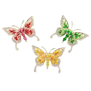 Mode métal Corsage Badge émail papillon en forme de strass broche broche cadeaux pour les filles