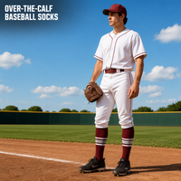 Chaussettes de baseball personnalisées OEM ODM, chaussettes montantes pour hommes et femmes, chaussettes de sport rayées pour équipes, vente en gros