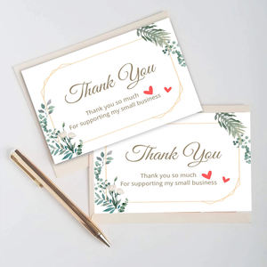 Carte de remerciement personnalisée écologique et recyclable pour entreprise/mariage/anniversaire avec logo estampé à chaud, carte de vœux en carton - Product Image 6