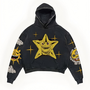 Sweat-shirts à capuche personnalisés avec imprimé automnal, sweat-shirts pour hommes, pull-over de haute qualité, streetwear uni, lourd, gaufré, unisexe - Product Image 3