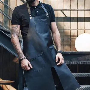 Leather Pure Cowhide Apron Father's Day Gift Free Water Stain Proof Artisan Barista Bartender Barbecue Shop Custom LOGO Apron