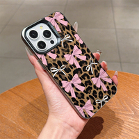 Coque de téléphone portable INS au design mignon et tendance, motif léopard, nœud et cerises, pour iPhone 17 16 15 Pro Max, personnalisable