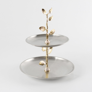 Bandeja de pastel de plata moderna de doble capa, <span class=keywords><strong>platos</strong></span> y <span class=keywords><strong>platos</strong></span> de Metal ecológicos <span class=keywords><strong>para</strong></span> cocina o restaurante, venta al por mayor de fábrica - Product Image 3