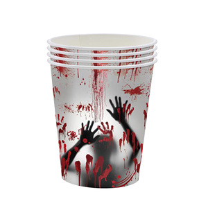 Halloween Bloodhand Party Tableware Disposable Paper <b>Plates</b> Cups Napkins Tablecloth Cutlery Set - Product Image 5