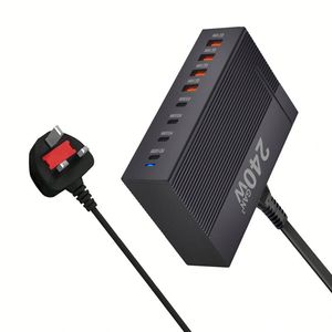 240W GAN 8พอร์ต USB C ชาร์จเร็วบล็อก PD100W หลายพอร์ต4C4A ชาร์จอะแดปเตอร์ไฟติดผนัง3.0 PD - Product Image 3