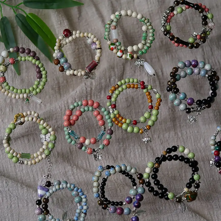 Popular souvenir gift 2024 bead muslim prayer bracelet custom various colors ceramic rosary