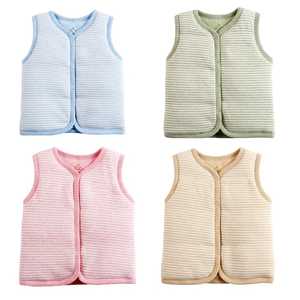 Primavera Invierno personalizado bebé niño chalecos algodón cálido botón raya liso recién nacido <span class=keywords><strong>blanco</strong></span> para niño infantil acolchado <span class=keywords><strong>chaleco</strong></span> ligero - Product Image 2