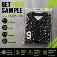 Jersey Baseball Custom Grosir Motif Polkadot Cepat Kering Bahan Polyester Bernapas Kancing Depan Sublimasi Seragam Tim