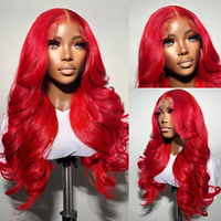 Perruques en cheveux humains brésiliens rouges pas chères, perruques Lace Front pour femmes noires, perruques Lace Frontal HD complètes sans colle en cheveux humains