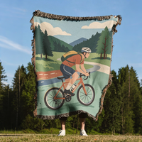 Maßgefertigte Vintage Camping-Abzeichen Gewebte Tapisserie-Decke Outdoor-Abenteuer-Andenken-Decke für Weihnachts- und Feiertagsgeschenke