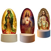 Lampe de nuit religieuse LED Notre-Dame de Guadalupe Sacré-Cœur Jésus Vierge Marie Catholique en acrylique illuminée Décoration d'intérieur Cadeau