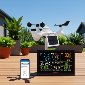 Station météo Wi-Fi 7 en 1 DB Wholesale, alimentée par énergie solaire, moniteur intérieur/extérieur, contrôle par application Smart Home, écran couleur - Product Image 2