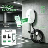 Chargeur EV réglable 7-22 kW 32A 380V Type 2 OCPP 1.6J Multi-interface Compatible IP66 Câble 5m RFID CE Wallbox domestique