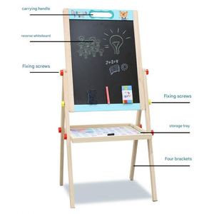 Pizarra de Dibujo de Madera de Doble Cara 2 en 1, Pizarra Artística, Juguetes Educativos Montessori para Niños y Niñas - Product Image 2