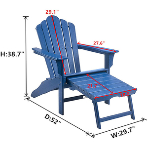 HOMFUL Patio Furniture Folding Plastic Adirondack Chair Hdpe Adirondack Chair With Ottoman