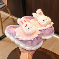 Nouveau automne et hiver mignon dessin animé enfants doux chaud anti-dérapant unisexe extérieur léger fourrure fourrure en peluche pantoufles