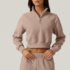 Женский укороченный свитер с высокой молнией и длинным рукавом - Product Image 4