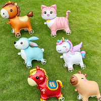 Balon Aluminium Beroda Bentuk Hewan Gajah Kelinci Jerapah Dinosaurus Unicorn Mainan Anak Ramah Lingkungan Tahun Baru