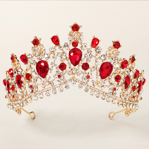 Francese elegante stile retrò strass corona diadema lucente colorato delicato donna <span class=keywords><strong>accessori</strong></span> per capelli grandi diadema fatti a mano <span class=keywords><strong>sposa</strong></span> - Product Image 3