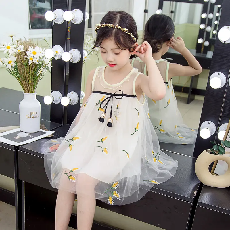 Latest embroidery corn sleeveless Frock Designs For Child Girls Kid Wear Frocks Baby Kids Wear Girls Dress