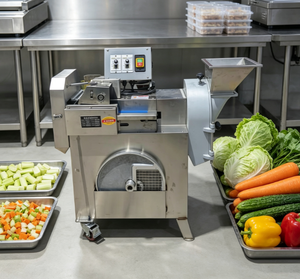 Machine à découper les légumes portable en acier inoxydable à <span class=keywords><strong>prix</strong></span> compétitif avec bouton de commande simple pour usage domestique et petites entreprises alimentaires - Product Image 1