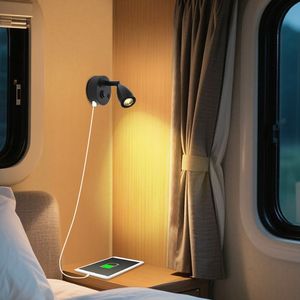 Phòng ngủ hiện đại tường <span class=keywords><strong>LED</strong></span> đọc sách ánh sáng cho RV du thuyền DC <span class=keywords><strong>12V</strong></span> Spotlight với USB sạc cổng Đèn tường cho RV Camper Motorhome - Product Image 3