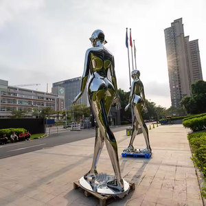 ミラーポリッシュメタルセクシーな女性ステンレス鋼ロボット像ステンレス鋼ロボット像ステンレス鋼モダン像 - Product Image 1