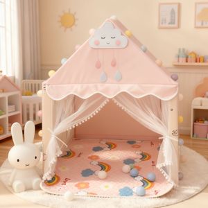 Princess Castle Play House Tent Tienda de juegos plegable para niños Kids Playhouse Pink Smiley Face Tent para bebé - Product Image 2