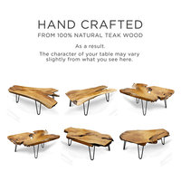 Table basse en bois Yuepeng Meimu, finition laquée transparente, design à bords naturels, bois massif de forme naturelle, écologique, durable