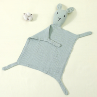 Serviette de confort lapin Abebe pour bébé et tout-petit, serviette en coton pur sans danger pour la consommation, mouchoir lapin