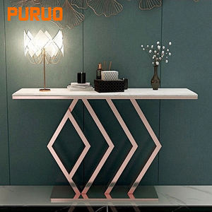Tavolo Console <span class=keywords><strong>di</strong></span> Lusso in Marmo Nero con Texture Dorata, Design Moderno per <span class=keywords><strong>Casa</strong></span>, Hotel, Corridoio, Soggiorno, Ingresso - Product Image 2