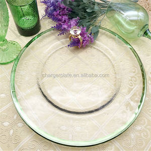 Platos de Cristal para Servir con Borde Metálico en Dorado/Plateado/Morado/Verde para Eventos, Bodas, Navidad - Product Image 5