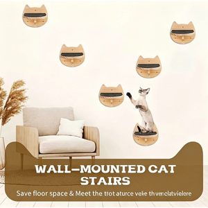 Estante de pared de madera para gatos, plataforma de escalada de madera maciza, antideslizante, duradera, ecológica, fácil de montar, para gatos de interior - Product Image 3