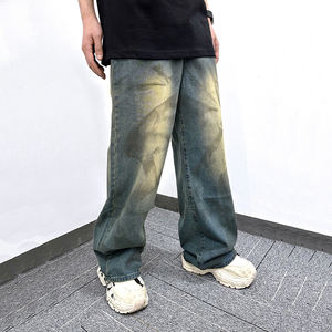 Nuevos pantalones vaqueros con diseño de letras estilo grafiti Fallout, con <span class=keywords><strong>tratamiento</strong></span> descolorido y pantalones anchos estilo punk con efecto tie-dye para hombre - Product Image 5