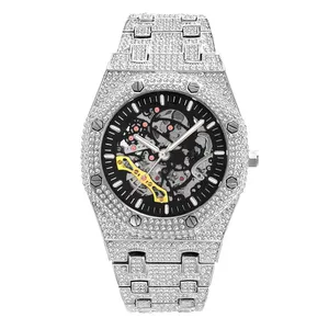 Diamond Strap Hip Hop Style Men's Wrist Watch Automatic Jewelry Skeleton Dial Men's Mechanical Watch